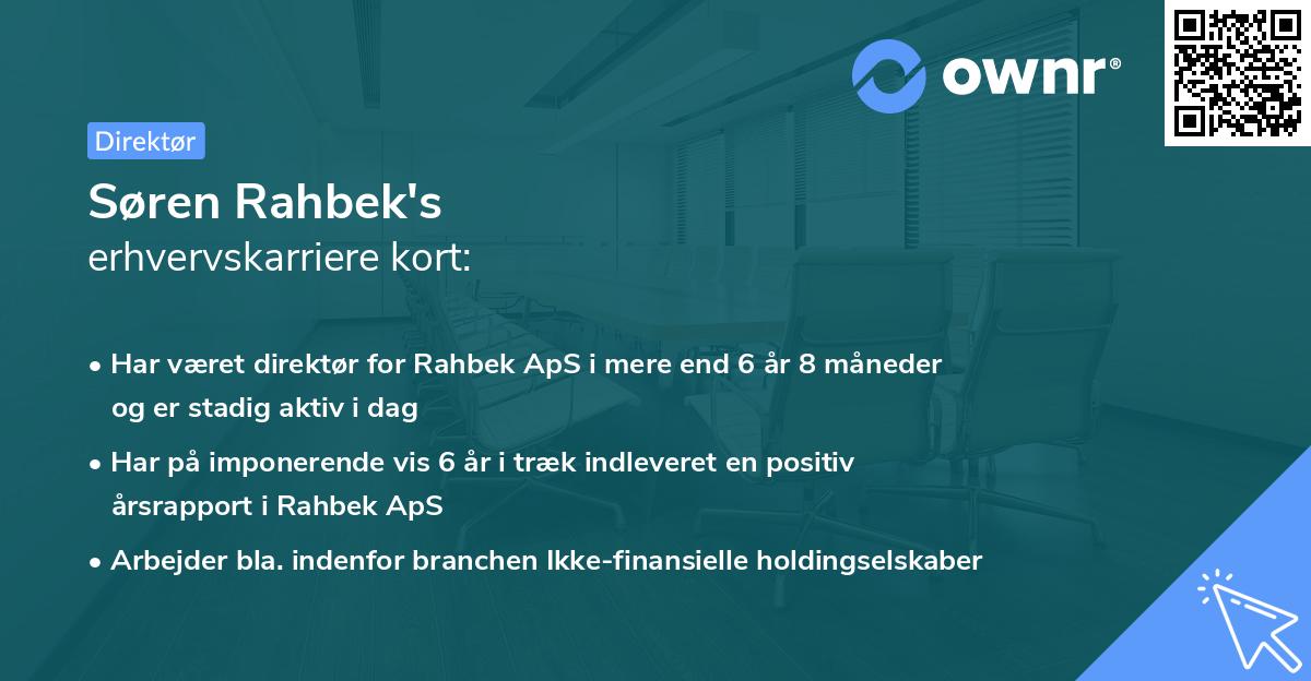 Søren Rahbek's erhvervskarriere kort
