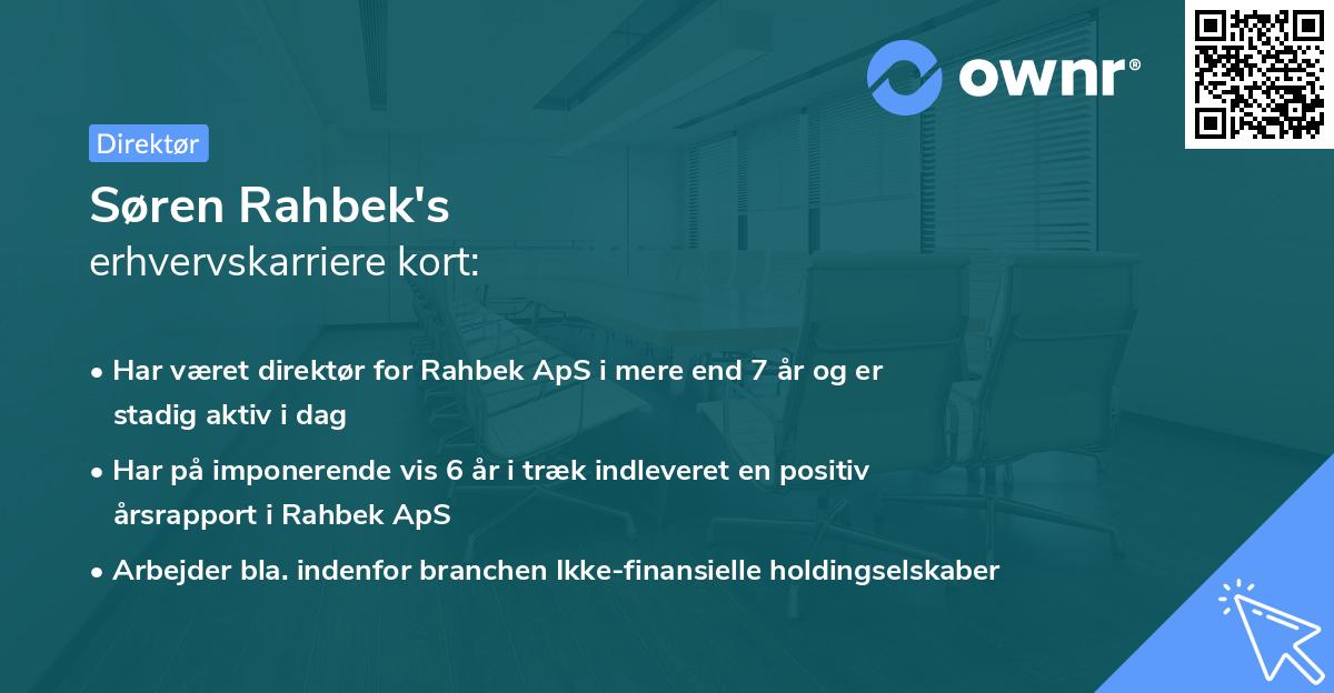 Søren Rahbek's erhvervskarriere kort