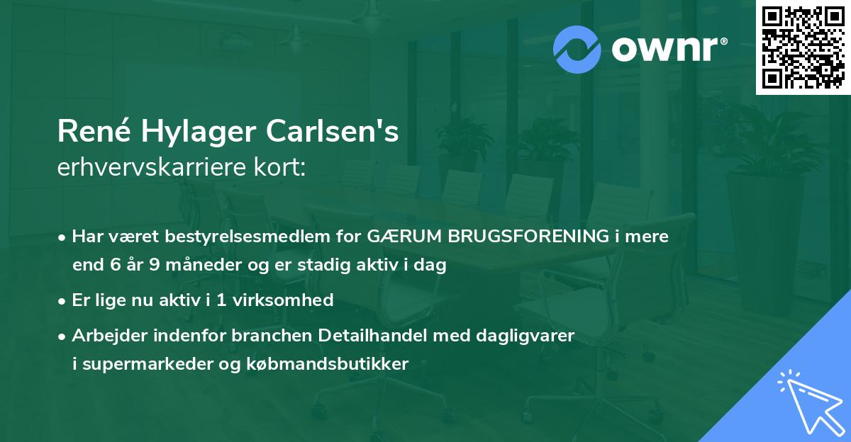 René Hylager Carlsen's erhvervskarriere kort