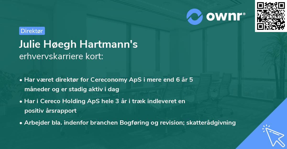 Julie Høegh Hartmann's erhvervskarriere kort