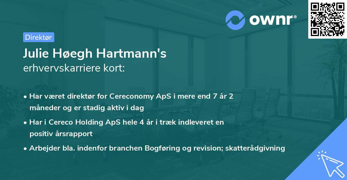 Julie Høegh Hartmann's erhvervskarriere kort