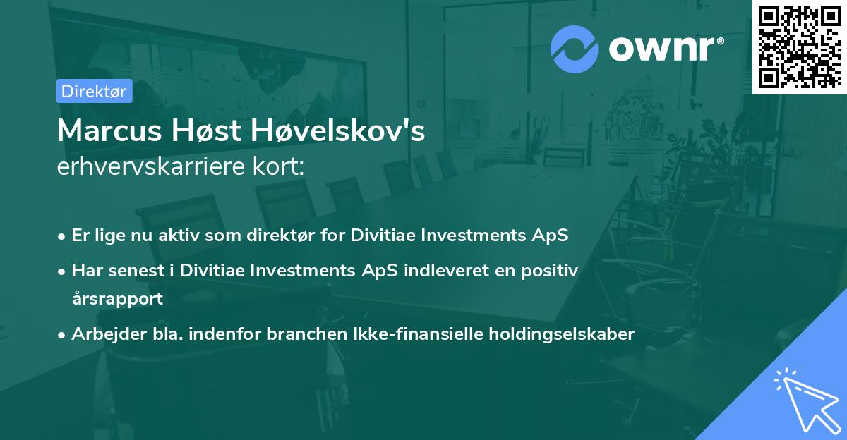 Marcus Høst Høvelskov's erhvervskarriere kort