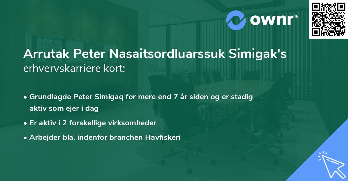 Arrutak Peter Nasaitsordluarssuk Simigak's erhvervskarriere kort