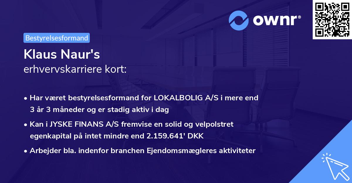 Klaus Naur's erhvervskarriere kort