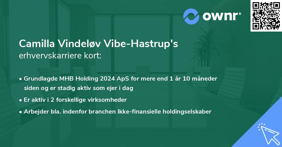 Camilla Vindeløv Vibe-Hastrup's erhvervskarriere kort