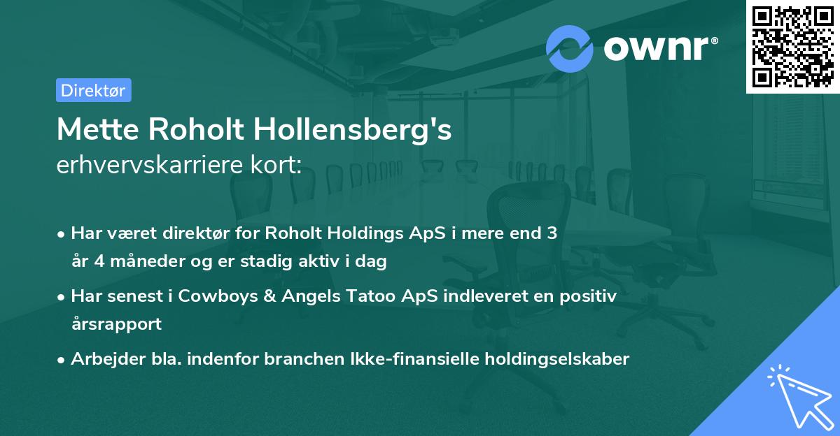 Mette Roholt Hollensberg's erhvervskarriere kort