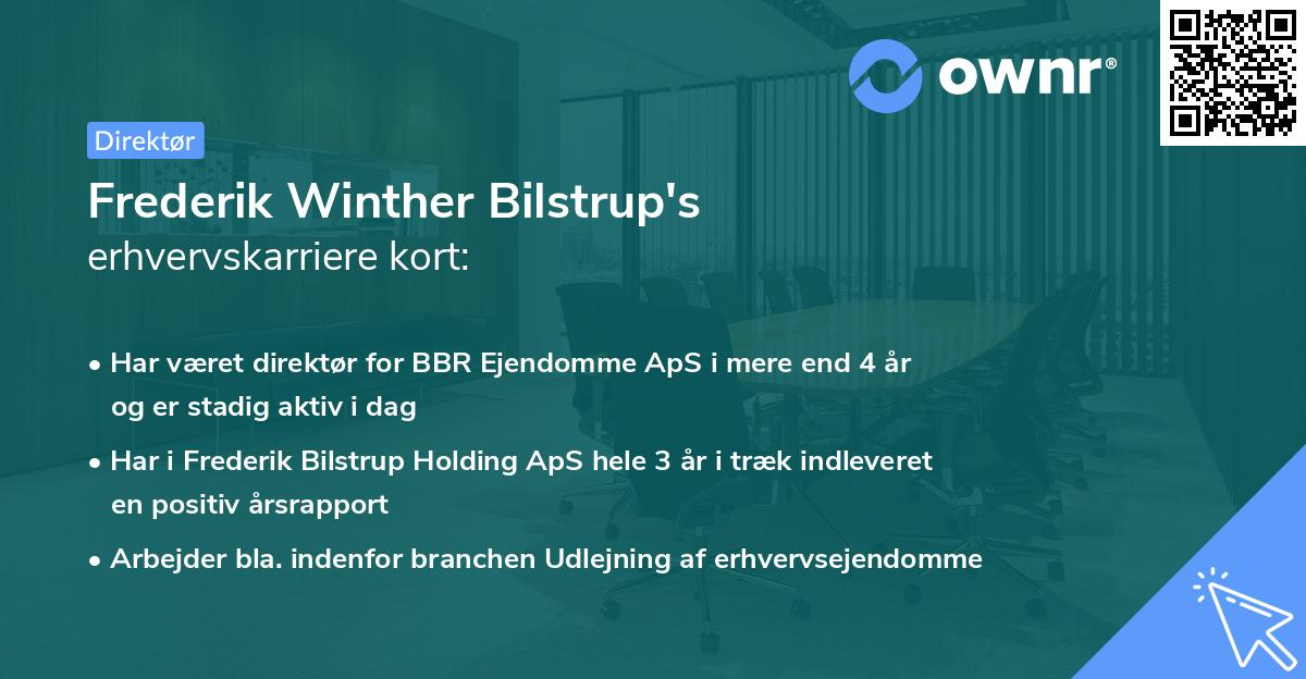 Frederik Winther Bilstrup's erhvervskarriere kort