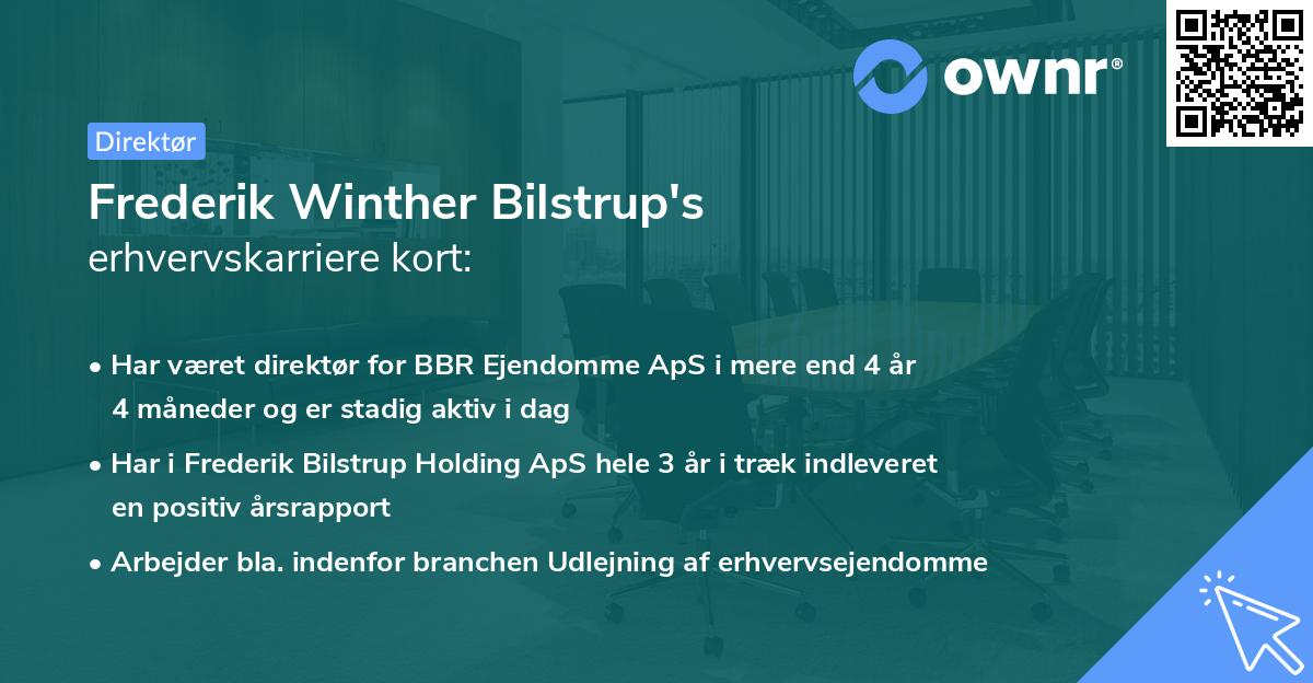 Frederik Winther Bilstrup's erhvervskarriere kort