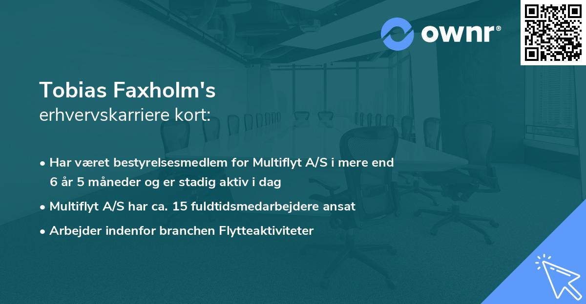 Tobias Faxholm's erhvervskarriere kort