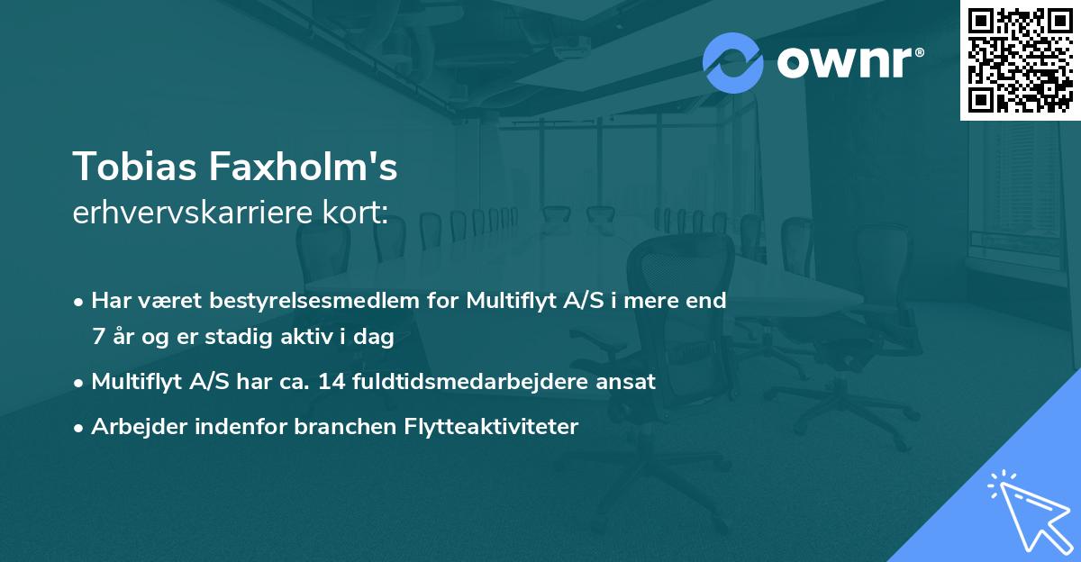 Tobias Faxholm's erhvervskarriere kort