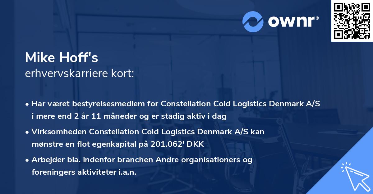 Mike Hoff's erhvervskarriere kort