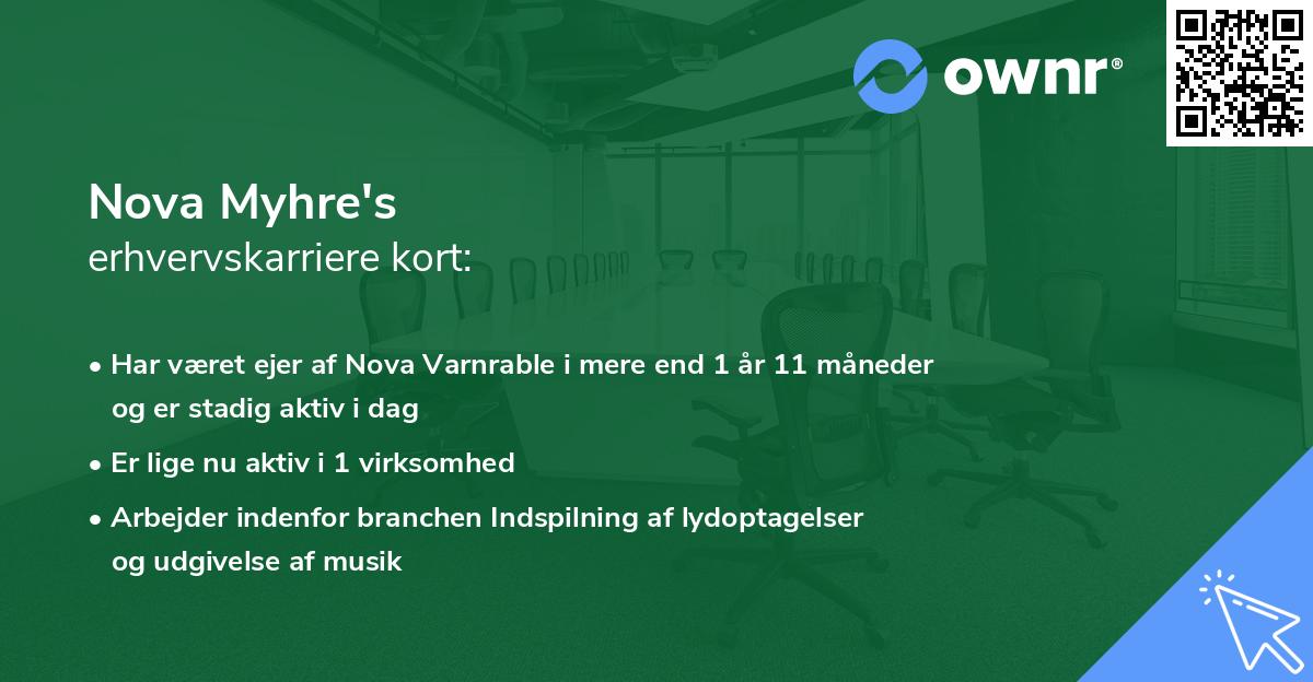 Nova Myhre's erhvervskarriere kort