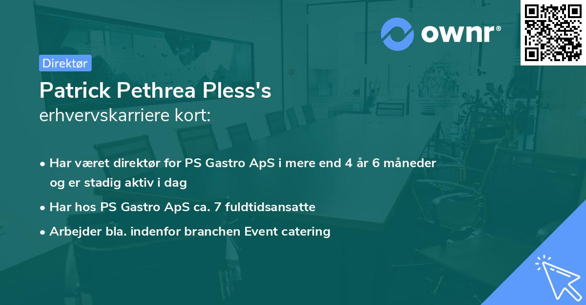 Patrick Pethrea Pless's erhvervskarriere kort