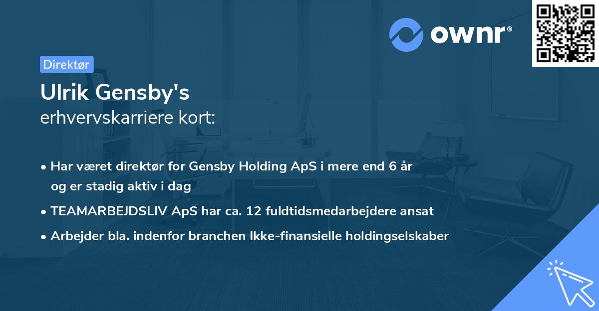 Ulrik Gensby's erhvervskarriere kort