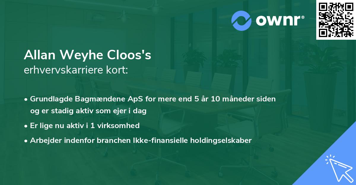 Allan Weyhe Cloos's erhvervskarriere kort