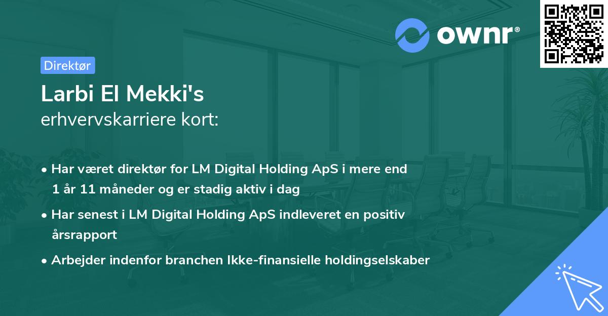 Larbi El Mekki's erhvervskarriere kort