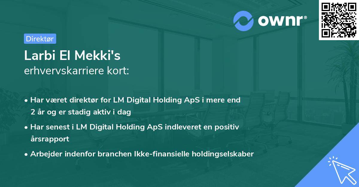Larbi El Mekki's erhvervskarriere kort