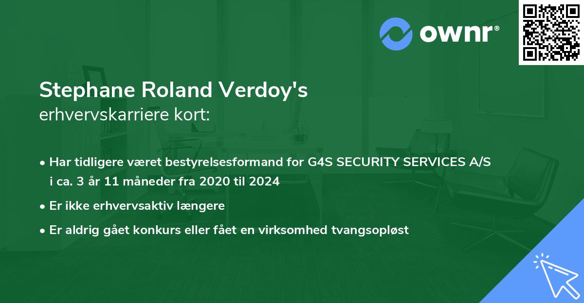 Stephane Roland Verdoy's erhvervskarriere kort