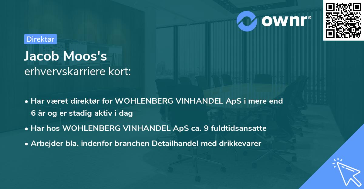 Jacob Moos's erhvervskarriere kort