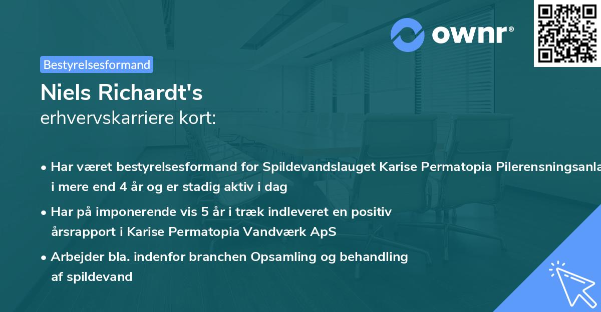 Niels Richardt's erhvervskarriere kort