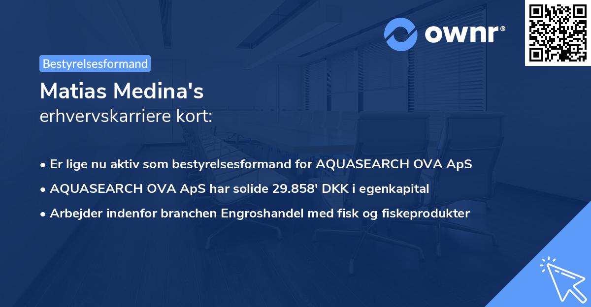 Matias Medina's erhvervskarriere kort
