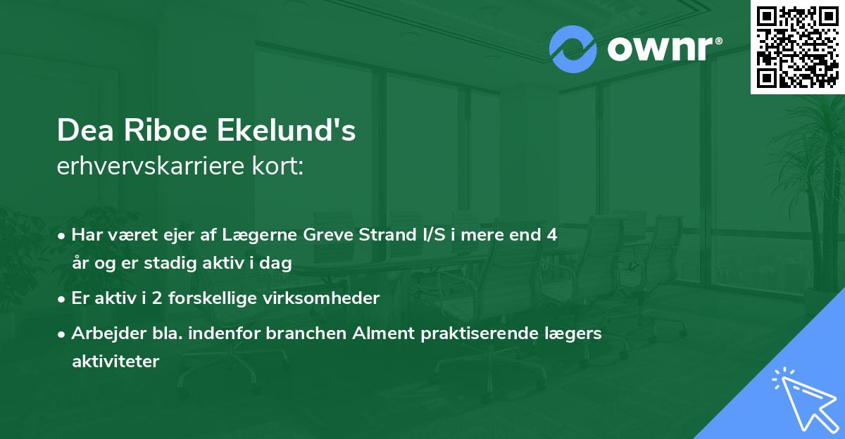 Dea Riboe Ekelund's erhvervskarriere kort