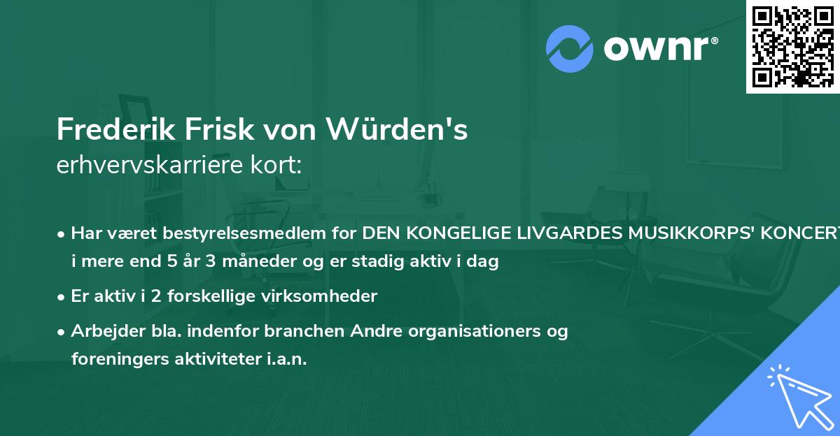 Frederik Frisk von Würden's erhvervskarriere kort