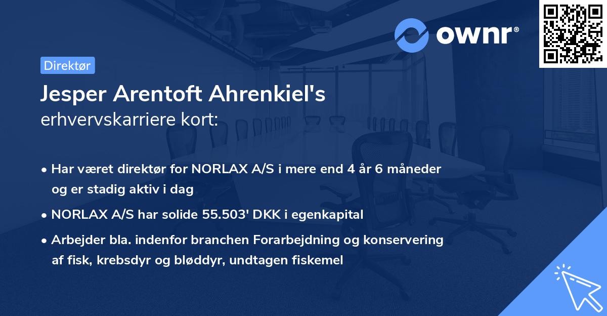 Jesper Arentoft Ahrenkiel's erhvervskarriere kort