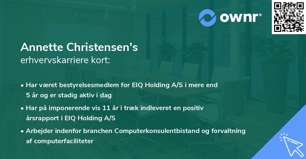 Annette Christensen's erhvervskarriere kort