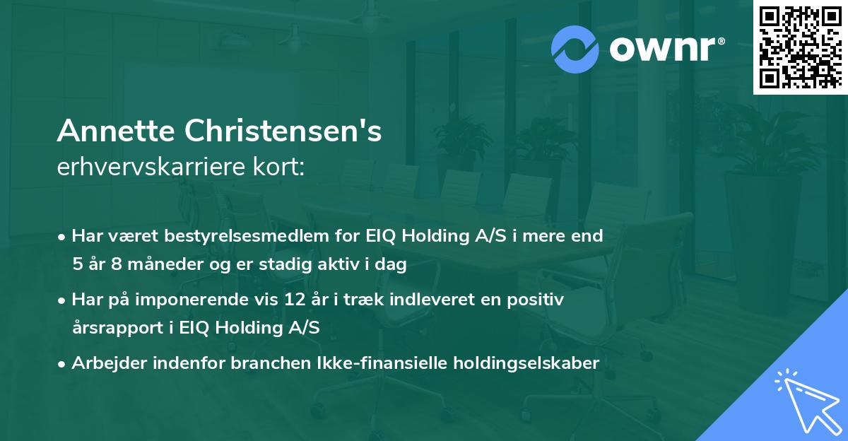 Annette Christensen's erhvervskarriere kort