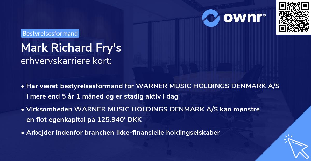 Mark Richard Fry's erhvervskarriere kort