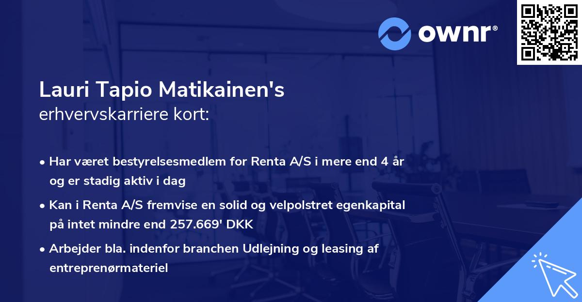 Lauri Tapio Matikainen's erhvervskarriere kort