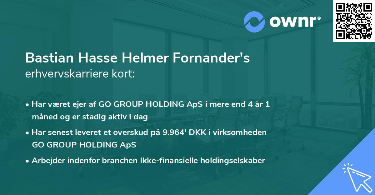 Bastian Hasse Helmer Fornander's erhvervskarriere kort