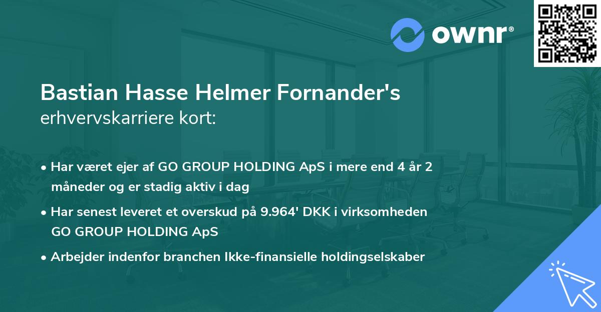 Bastian Hasse Helmer Fornander's erhvervskarriere kort