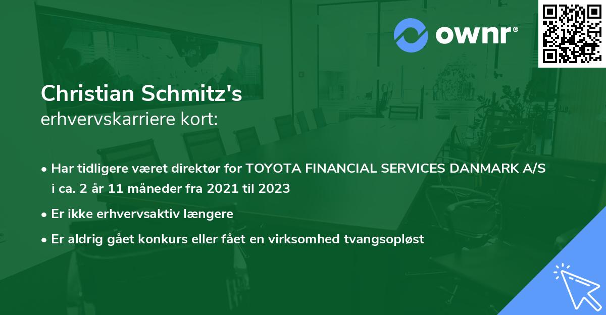 Christian Schmitz's erhvervskarriere kort
