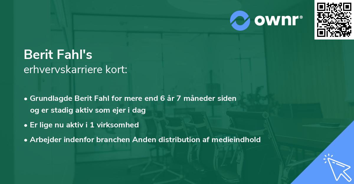 Berit Fahl's erhvervskarriere kort