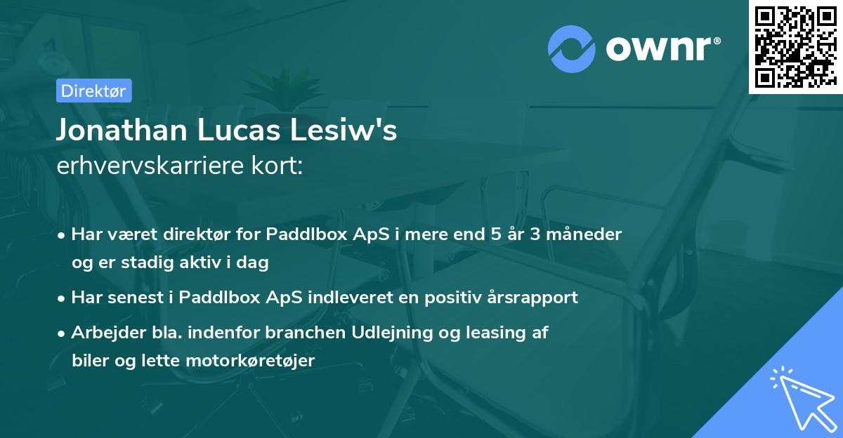 Jonathan Lucas Lesiw's erhvervskarriere kort