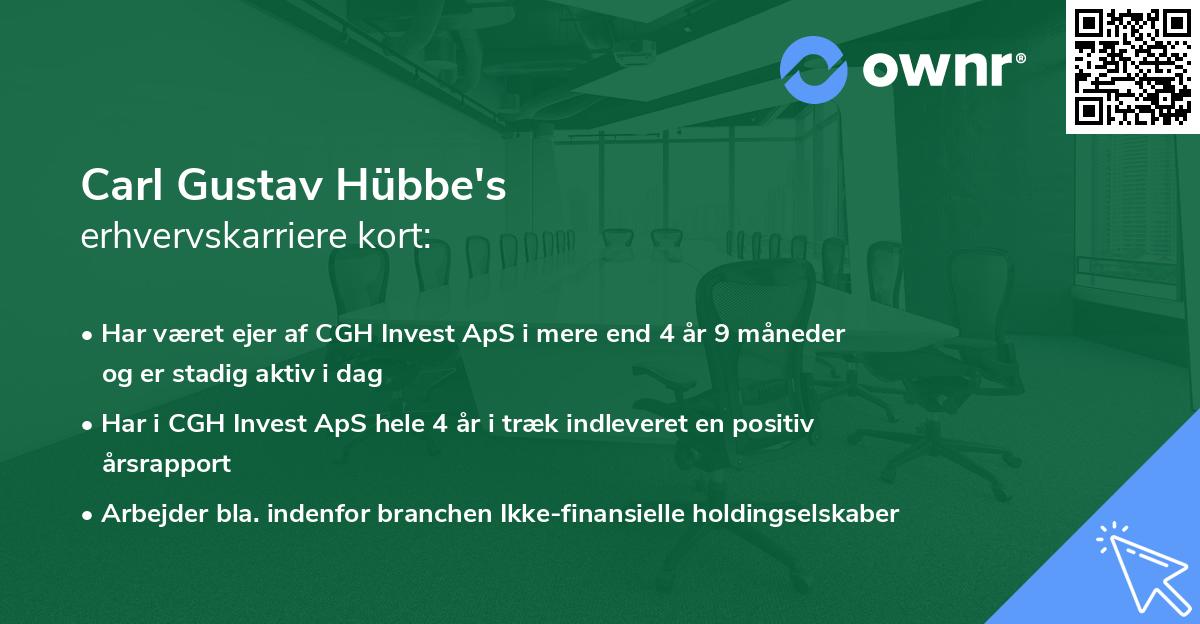 Carl Gustav Hübbe's erhvervskarriere kort