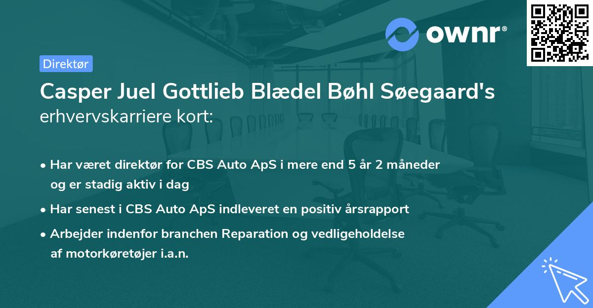 Casper Juel Gottlieb Blædel Bøhl Søegaard's erhvervskarriere kort