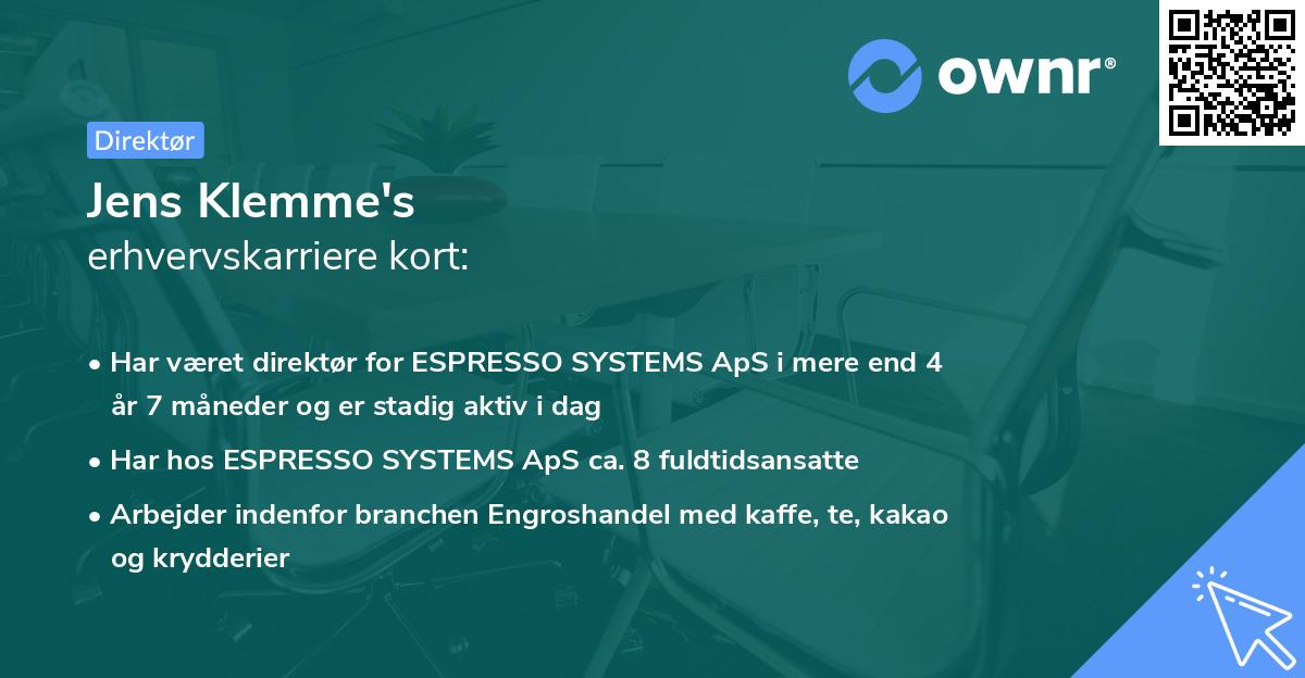 Jens Klemme's erhvervskarriere kort