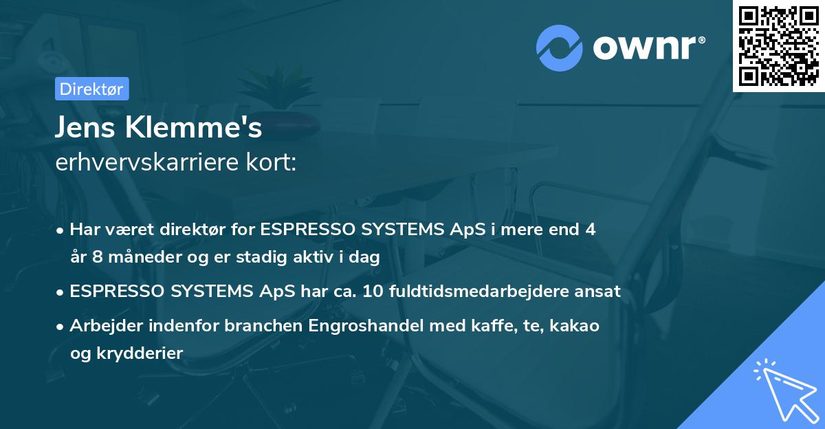 Jens Klemme's erhvervskarriere kort