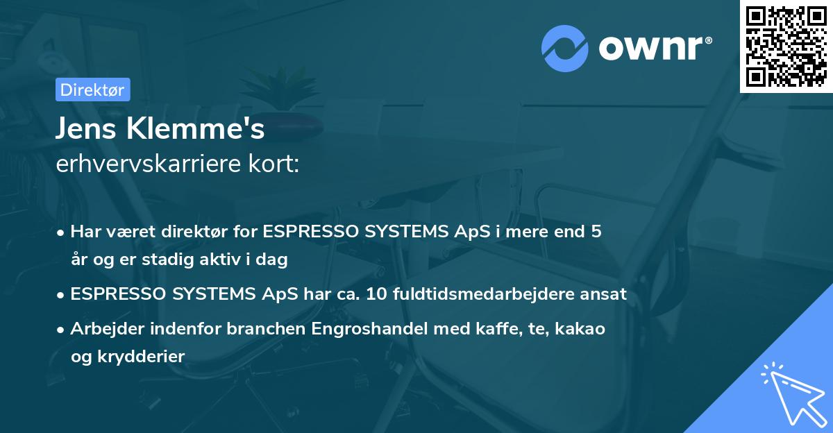 Jens Klemme's erhvervskarriere kort