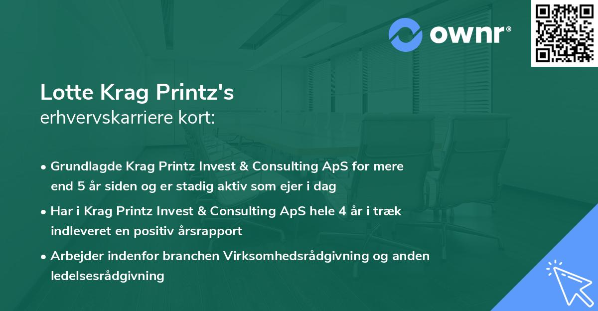 Lotte Krag Printz's erhvervskarriere kort