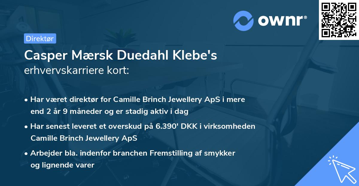 Casper Mærsk Duedahl Klebe's erhvervskarriere kort