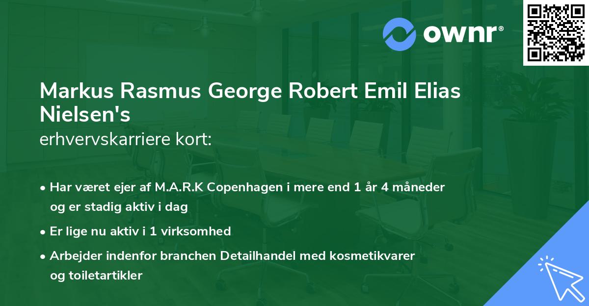 Markus Rasmus George Robert Emil Elias Nielsen's erhvervskarriere kort
