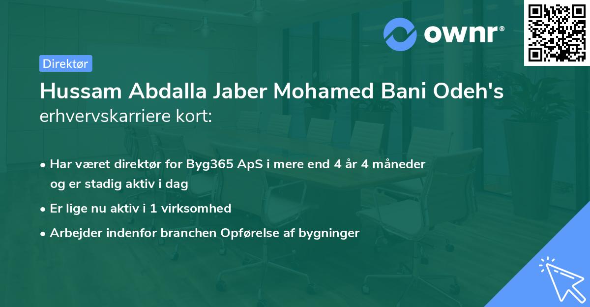 Hussam Abdalla Jaber Mohamed Bani Odeh's erhvervskarriere kort
