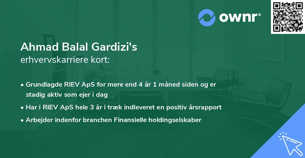 Ahmad Balal Gardizi's erhvervskarriere kort