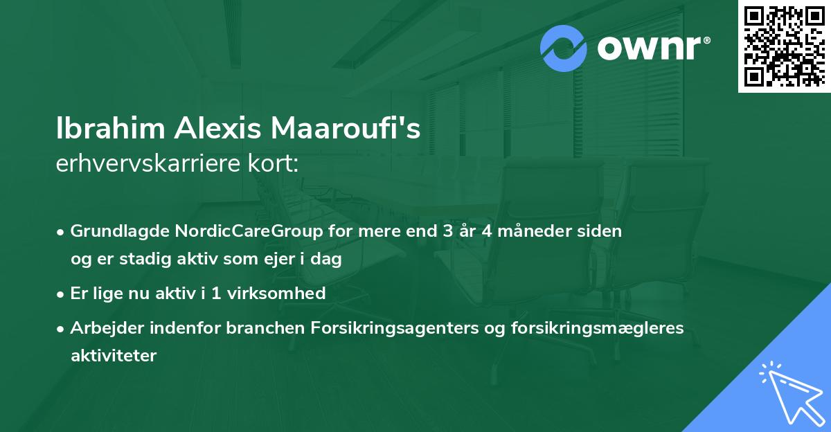 Ibrahim Alexis Maaroufi's erhvervskarriere kort