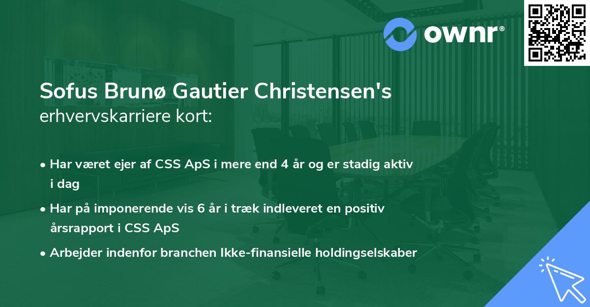 Sofus Brunø Gautier Christensen's erhvervskarriere kort