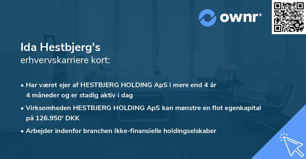 Ida Hestbjerg's erhvervskarriere kort